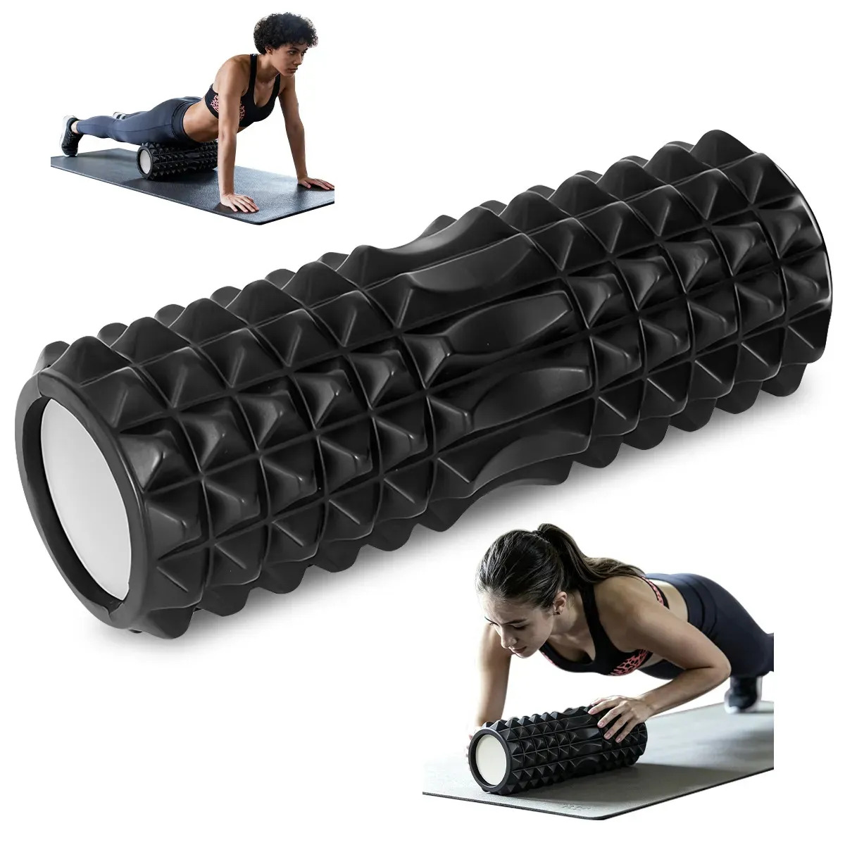 Rodillo Espuma para Yoga Pilates 33x10cm, Foam Roller para Masaje Muscular EVA, Rodillo Masajeador Espuma Alta Densidad para Terapia Física, Columna para Ejercicios Núcleo Cuello P