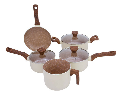 Conjunto 5 Panelas Alumínio Indução Pratic Cook Crema Mimo
