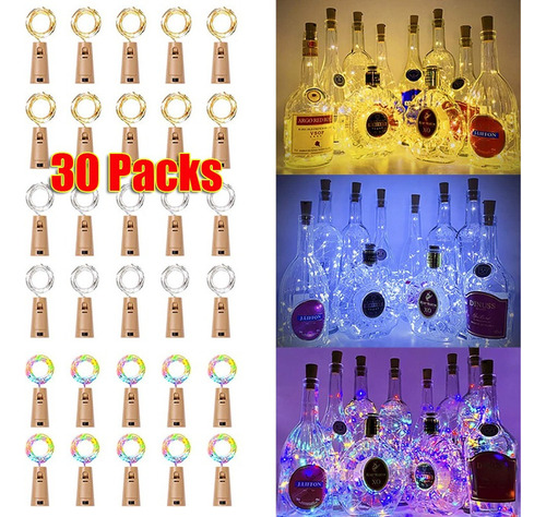 30packs 2m 20led Botella De Vino Luces Con Corcho 3colors