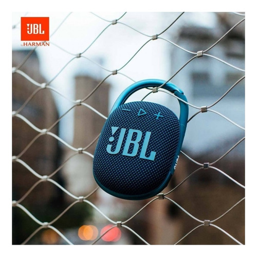 Parlante JBL Clip 4 portátil con bluetooth waterproof blue