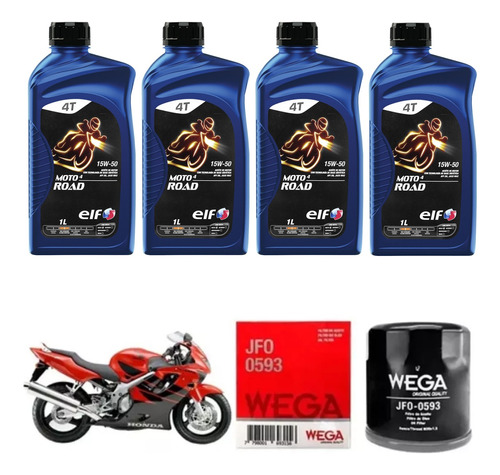 Kit Service Honda Cbr 600 F2 F3 F4 Filtro + Elf 15w50 Sia+