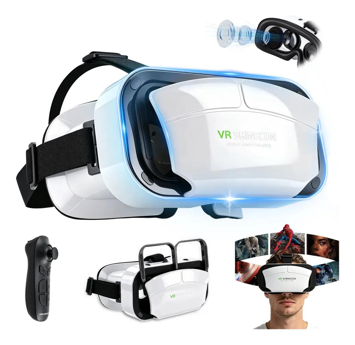 Gafas de Realidad Virtual con Control Remoto para Teléfonos de 4.7" a 7.0"