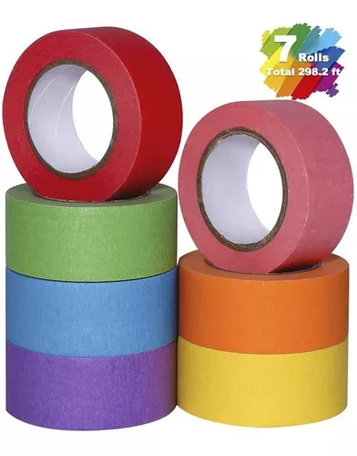  Cinta adhesiva de color, cinta de pintores de colores para  artes y manualidades, etiquetado o codificación, suministros de arte para  niños, cinta adhesiva de 7/12 rollos : Herramientas y Mejoras del