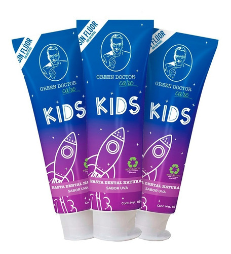 Pasta Dental Natural Para Niños - Organic Kids 3 Pack