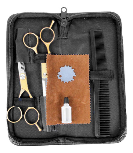 Kit 2 Tesouras Profissionais Desfiadeira Cortar Cabelo 7 Pçs