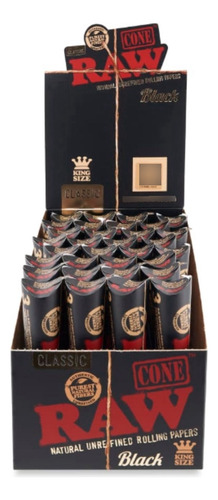 Seda Raw Cone Classic Black King Size Com 32x3 Por Caixa