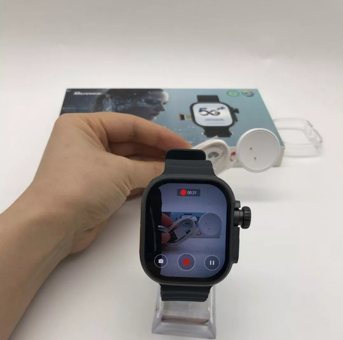 Smartwatch 5g Microwear 2/32gb Ultra Ai 3 Câmera 180°+brinde Caixa Preto Pulseira Preto Bisel Preto Desenho Da Pulseira Ocean