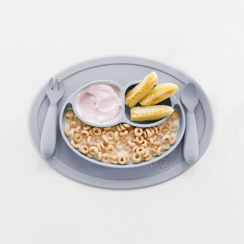 Imagen 3 de 8 de Plato De Silicona Bebe Ezpz Tenedor Cuchara Mini Feeding Set