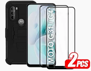 Funda Uso Rudo Para Motorola Moto G41 / G31 + 2 Cristales 9d