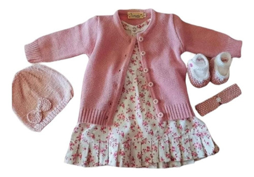 Jumpers Para Bebe Niña Ropa, Vestido Gorro Saco Y Escarpines