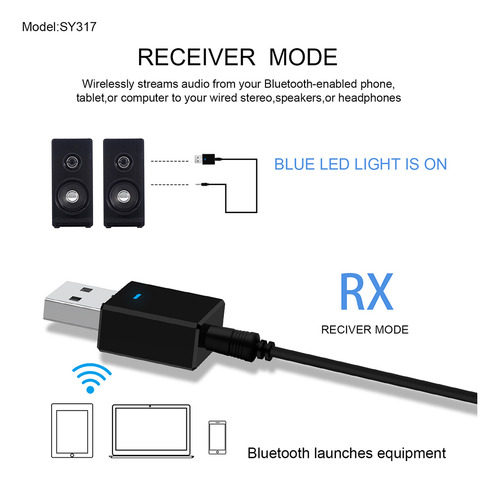 Adaptador Usb Bluetooth 5.0 Para Notebook/escritorio
