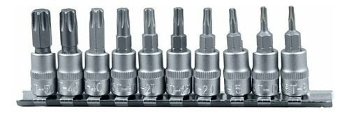 Puntas Torx Macho Cuadrante 1/4 9pzas T8-t50 Media Un Cuarto