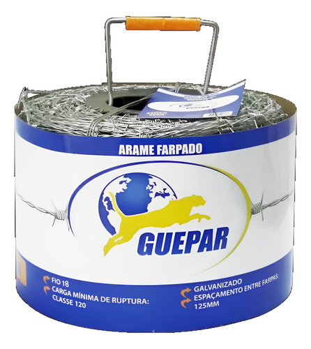 Arame Farpado Zincado 250 Metros Fio 18 Duplo Entrelaçado