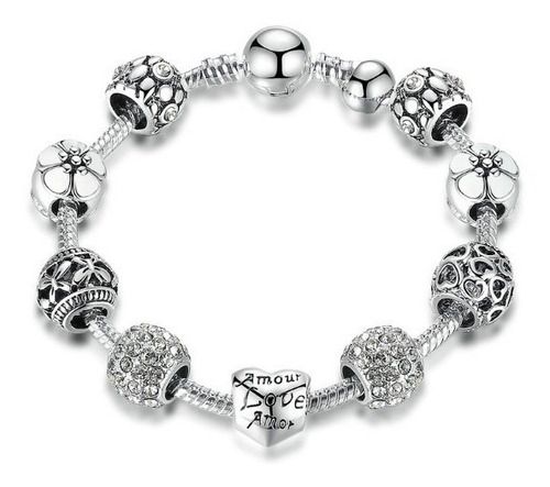 Pulseras De Plata Mujer Con Encantos Chapa Plata Fina 925