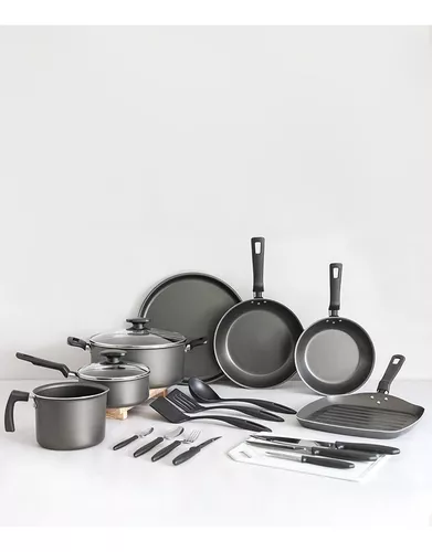 Set Bateria Cocina 4pz Ollas Sarten Tramontina Allegra Acero