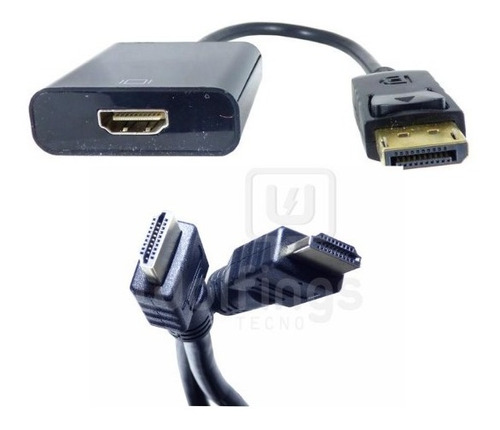 Combo Cable Displayport Dp + Cable Hdmi Full Hd 1,5 Metros