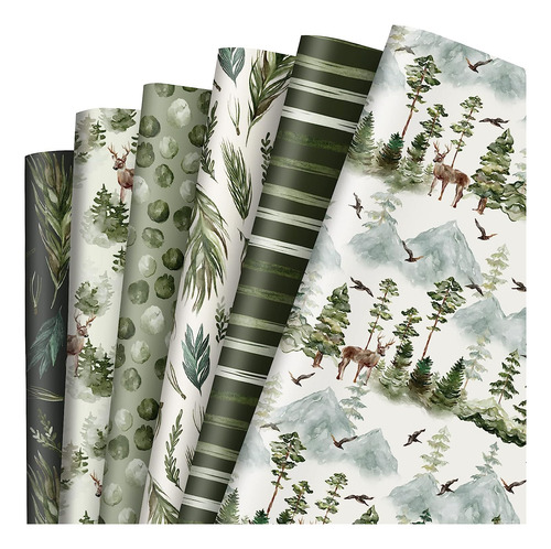 Anydesign De 12 Hojas Tema De Bosque Papel De Envoltura De A