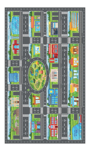 Tapete Pista Carrinhos Cidade Completa Trem Aeroporto Educativo Impermeável, Cores Vivas, Coordenação Motora, Brinquedo Criativo Estimular Imaginação Crianças E Bebês, Material Pedagógico Trânsito