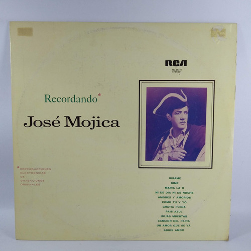 Lp Vinyl Recordando A Jose Mojica Disco En Excelente Condici