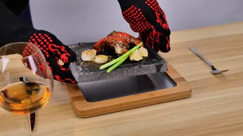 Parrilla De Mesa De Piedra Para Filetes De Lava Con Bandeja