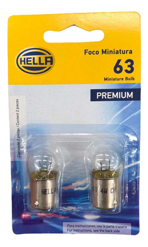 Set 2x Focos Halógeno Hella Premium Luz Accesorios 12v 63 4w