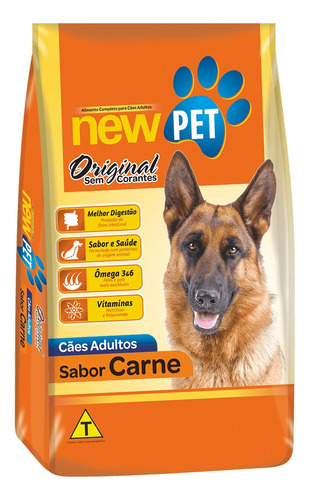 Ração Caes New Pet Original 18% 15kg Sabor Carne S/ Corante