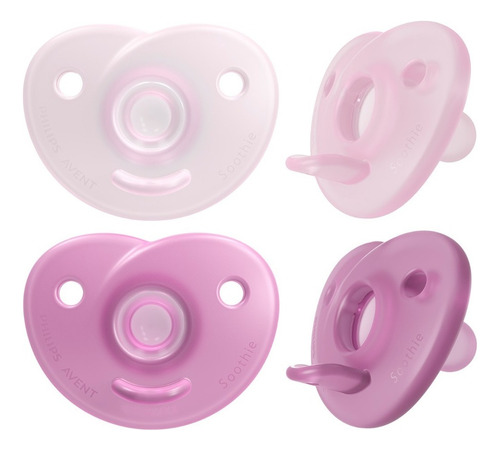 Chupon Silicon Curvo Soothie Philips Avent 0-6m 2pz Color Rosa Período De Edad 0-6 Meses