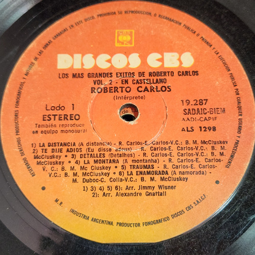 Sin Tapa Disco Roberto Carlos Exitos Castellano Vol 2 M0