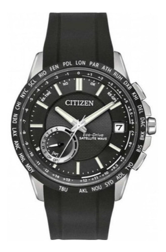 Cc3005-00e Reloj Citizen Satelital Wave Eco Drive 44mm Negro