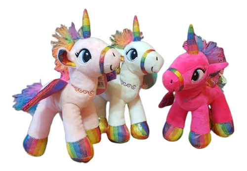 Unicornio Peluche Chico 28cm Cuerno Multicolor