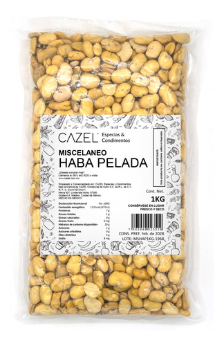 Haba Pelada Seca Entera Premium Oaxaca 1kg