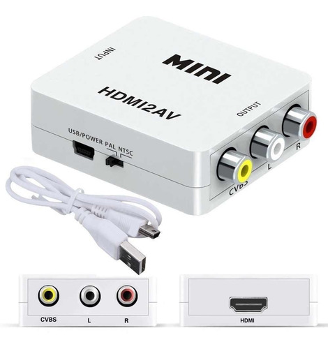 Convertidor Hdmi A Rca Av Pc Laptop Digital Analogico Hd Tv