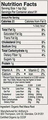 Imagen 4 de 4 de Orgánico Rojo Maca De Anthony, 1 Lb, Cruda, Sin Gluten, No G