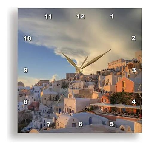 Reloj De Pared 10 Santorini Oia Colorido 3drose Darrell Guli