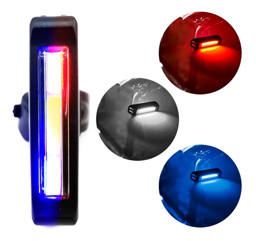 Luz Para Bicicleta Resistente Recargable 3 Colores 100 Lm