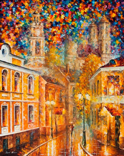 Poster Foto Leonid Afremov 50x60cm Foto Da Obra Cidade Ouro