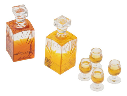 4 Piezas Botellas De En Miniatura Y Copas Para Casas De A