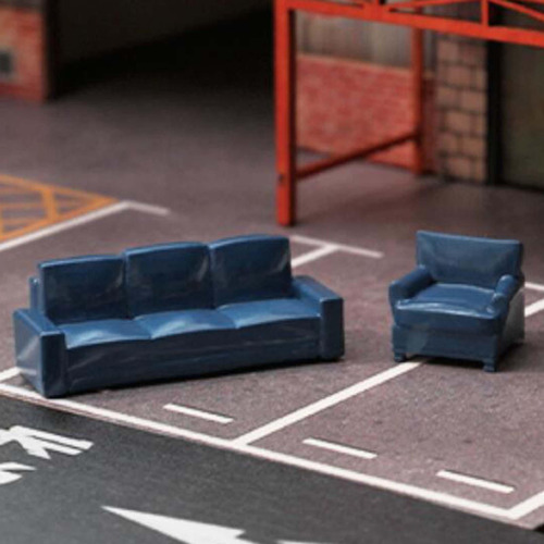 2 Uds Casa De Muñecas Sofá Juego De Simulación Azul
