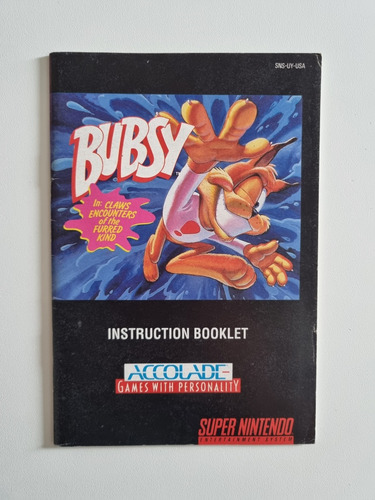 Instruction Booklet Bubsy Snes Super Nintendo