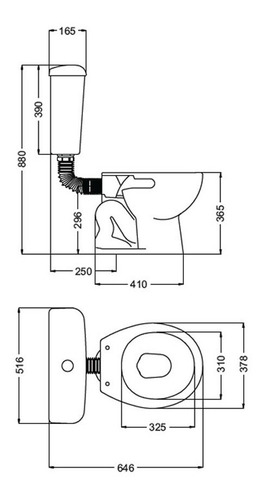 Imagen 6 de 10 de Inodoro Corto Andina Tapa + Bidet Sanitario Blanco Ferrum Mm