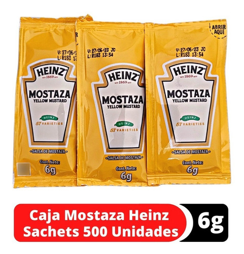 Caja Mostaza Heinz Sachets 6g - 500 Unidades Envio Gratis