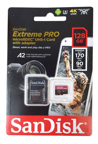 Memoria Micro Sd Sandisk Extreme Pro 128gb 5k Clase 10 U3 A2