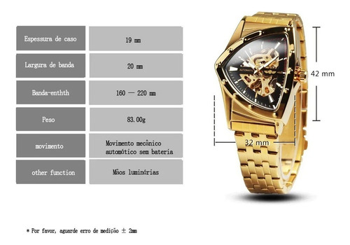 Reloj Esqueleto Automático Triangular For Hombre Winner