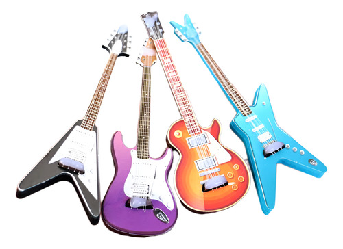 Pack De 4 Miniguitarras A Escala 1:12. Les Paul, Strato, Etc