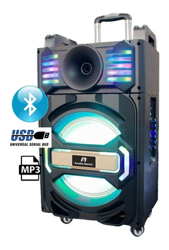 Caja Bafle Potenciada As1014 Bluetooth Mp3 Microfono 1200w