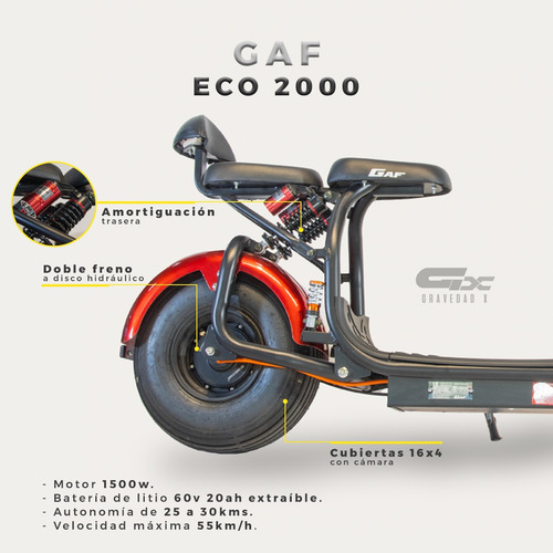 Moto Eléctrica Gaf Eco 2000 Fr Hidráulico Suspen. Delantera