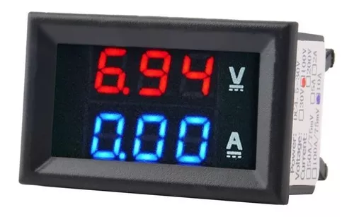Panel voltímetro 5-100V y Amperímetro 0-10A