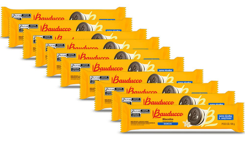 Biscoito Recheadinho Bauducco Baunilha Kit 10 Pacotes 108g