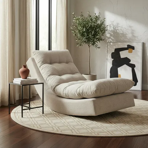 Poltrona Balance Para Sala Com Leve Balanço Bouclé Premium