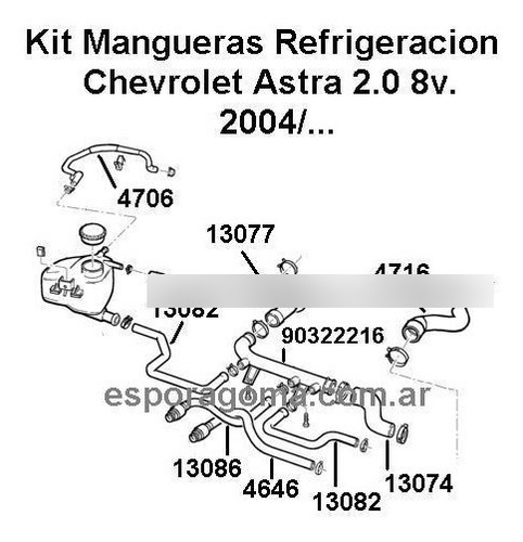 Imagen 2 de 4 de Kit Mangueras Refrigeracion Chevrolet Astra 2.0 8v. 2004/...